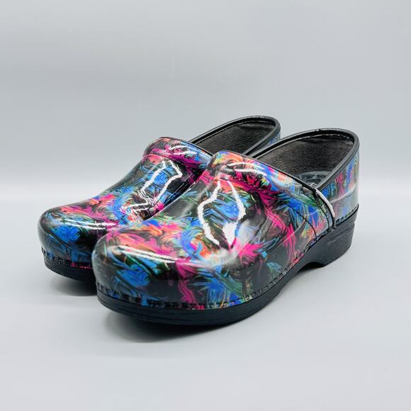 Dansko Shoes Womens 12 Black Multicolor Leather Clogs XP Professional Work Nurse - Picture 4 of 12
